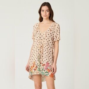 Paper Heart Tunic Dress Size 14 Floral High Low Hem Drawstring Waist